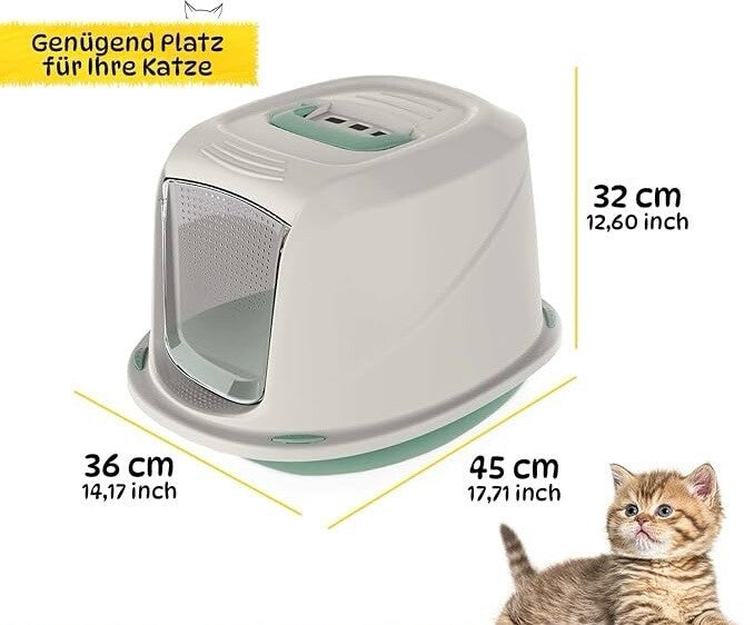 Katzenklo Katzentoilette Katzen WC hygienisch mit Haube Deckel Kohlefilter Griff