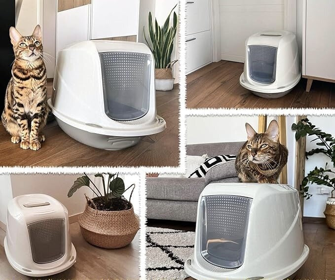 Katzenklo Katzentoilette Katzen WC hygienisch mit Haube Deckel Kohlefilter Griff
