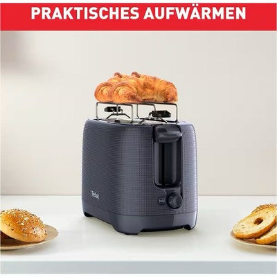 Toaster Edelstahl 2 Scheiben Tefal Schwarz mit Broetchenaufsatz