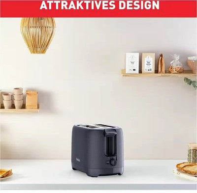 Toaster Edelstahl 2 Scheiben Tefal Schwarz mit Broetchenaufsatz