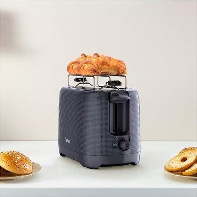 Toaster Edelstahl 2 Scheiben Tefal Schwarz mit Broetchenaufsatz