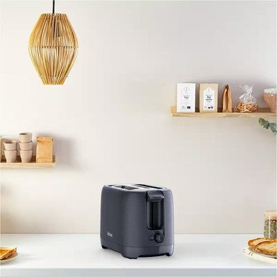 Toaster Edelstahl 2 Scheiben Tefal Schwarz mit Broetchenaufsatz