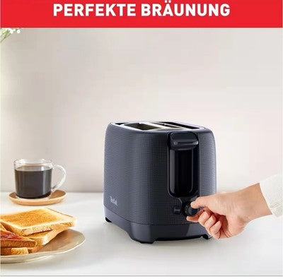 Toaster Edelstahl 2 Scheiben Tefal Schwarz mit Broetchenaufsatz