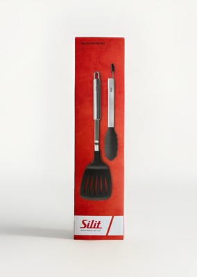 Kuechenhelfer Set 2 teilig Edelstahl Spuelmaschinenfest Silit Zange Wender