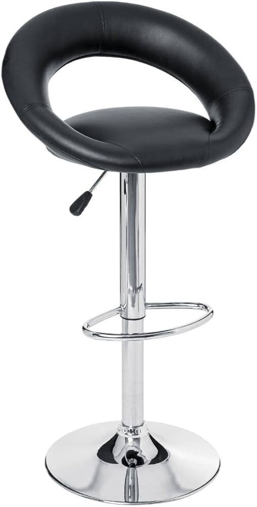 Barhocker Drehbar Höhenverstellbar Weiß Kunstleder Metall Fußstütze 77-97 cm