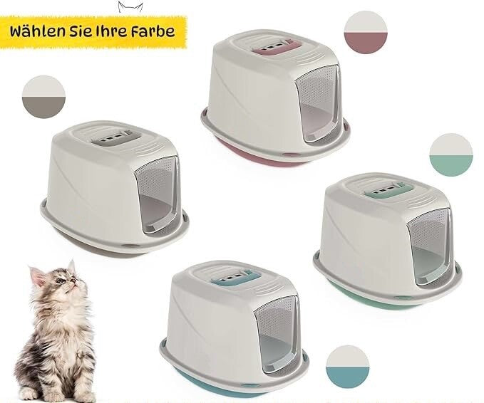 Katzenklo Katzentoilette Katzen WC hygienisch mit Haube Deckel Kohlefilter Griff