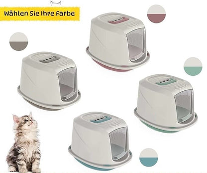 Katzenklo Katzentoilette Katzen WC hygienisch mit Haube Deckel Kohlefilter Griff