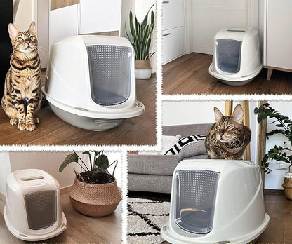 Katzenklo Katzentoilette Katzen WC hygienisch mit Haube Deckel Kohlefilter Griff