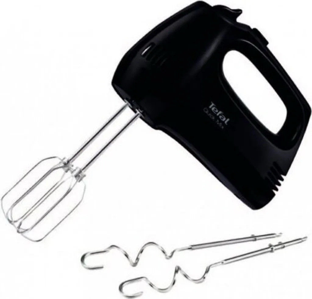 Handmixer Tefal Rührgerät mit Edelstahlquirlen und Knethaken Schwarz