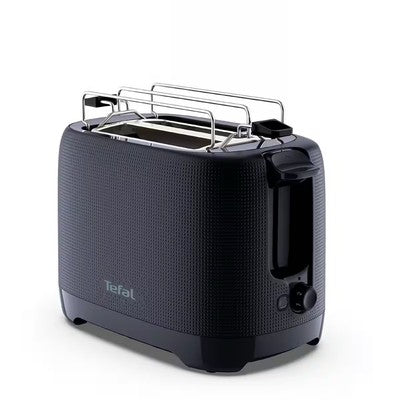 Toaster Edelstahl 2 Scheiben Tefal Schwarz mit Broetchenaufsatz